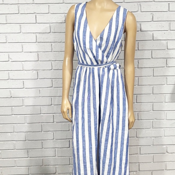 Boden Women’s Striped Linen Wrap Midi Dress - Picture 1 of 10